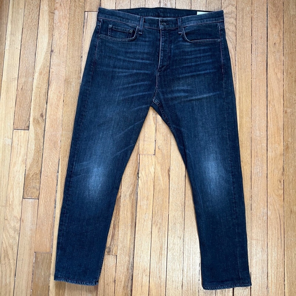 Rag‎ & Bone Fit 2 Jeans Slim Button Fly Black Organic Cotton  Men's Size 36x29